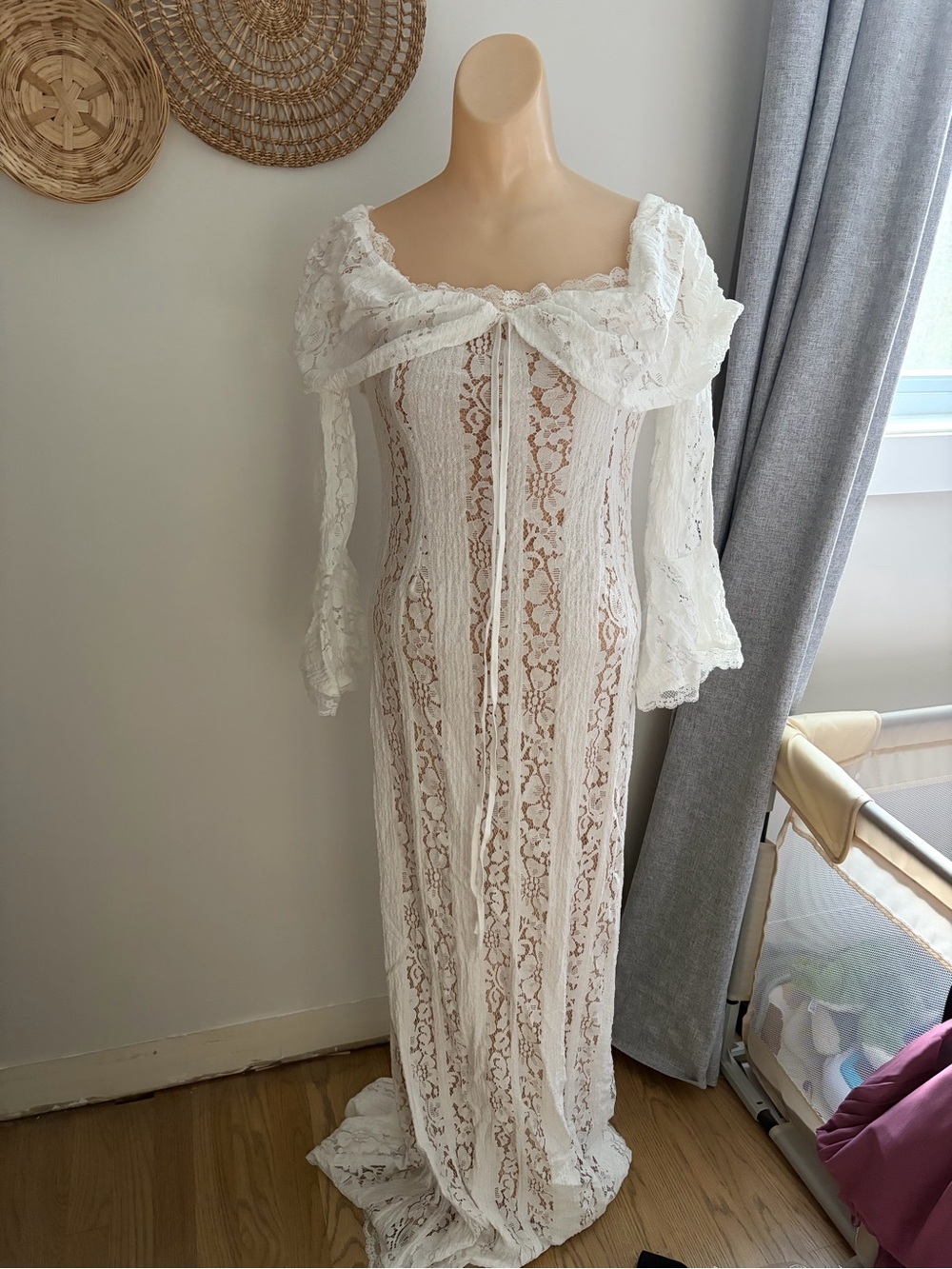 White Lace Off-Shoulder Long dress